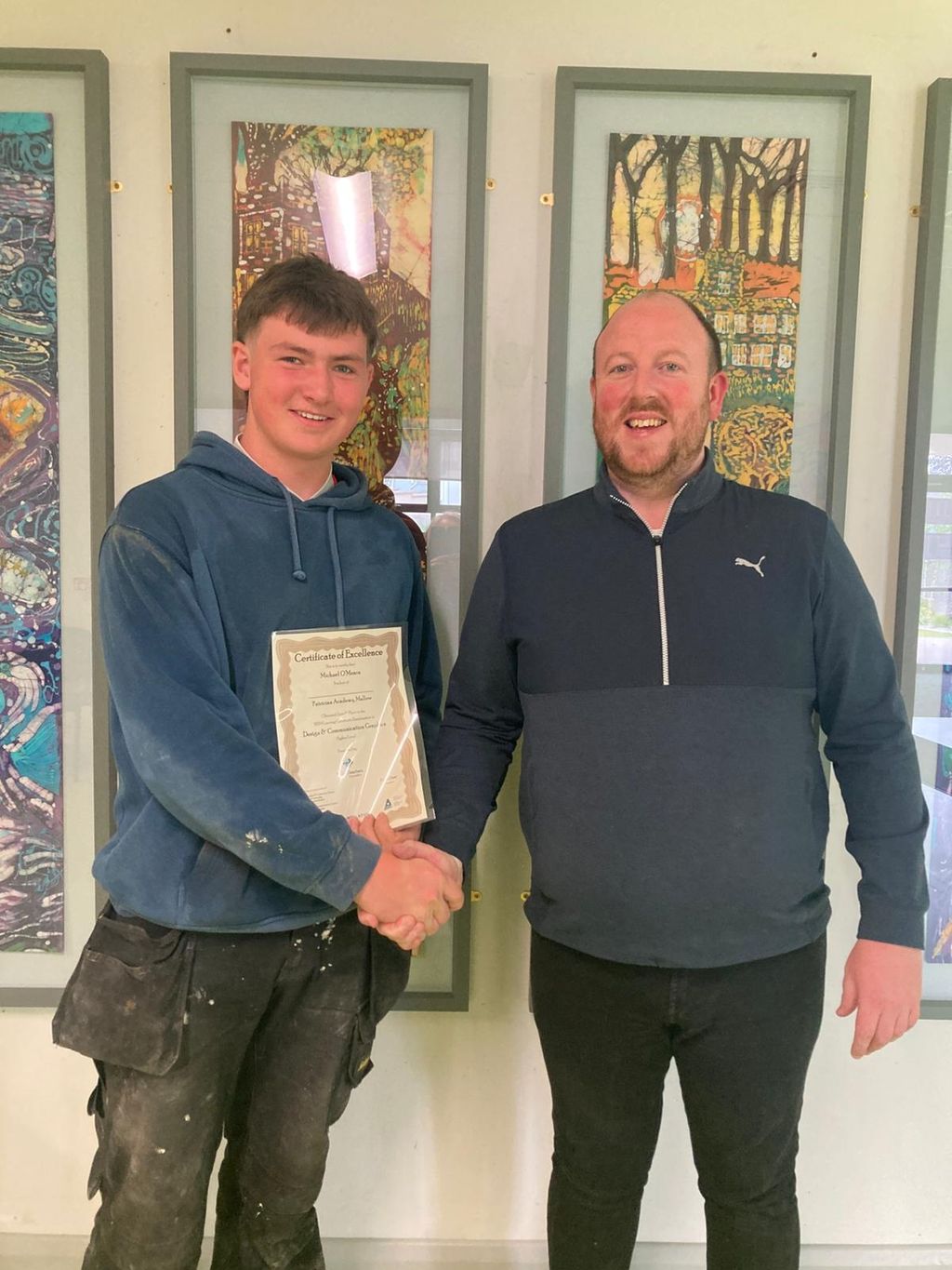 Past pupil Michael O’ Meara with Certificate of Excellence in DCG